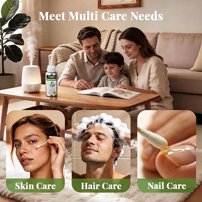 HIQILI Tea Tree Oil for Skin, Hair, Nail, Diffuser, Soap Making