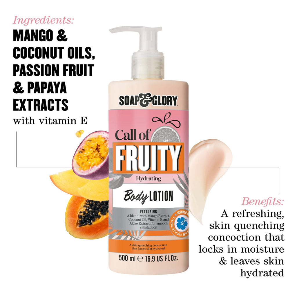 Soap & Glory Call of Fruity Vegan Body Lotion & Cream Moisturizer, 500 ml