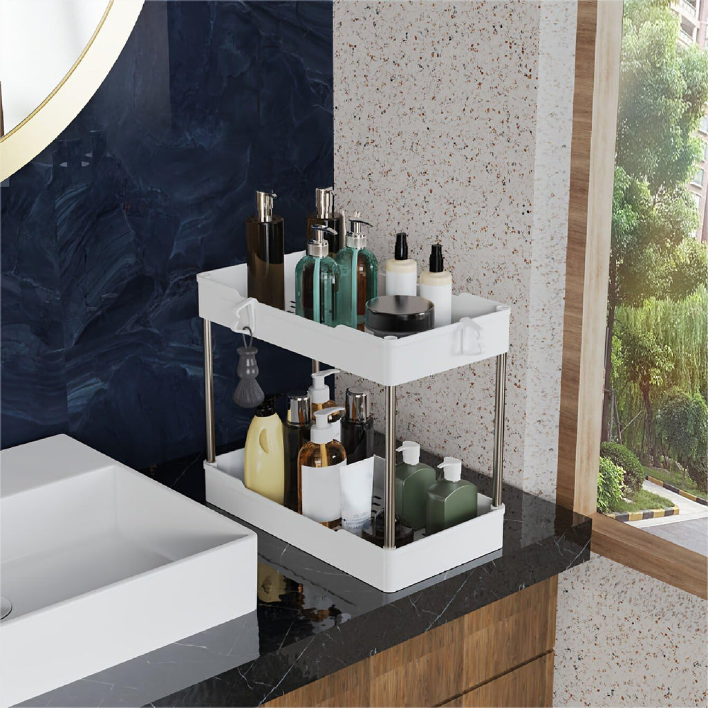 JYSMYWS 3 Pack Under Sink Organizer Bathroom and Storage Cabinet (White)