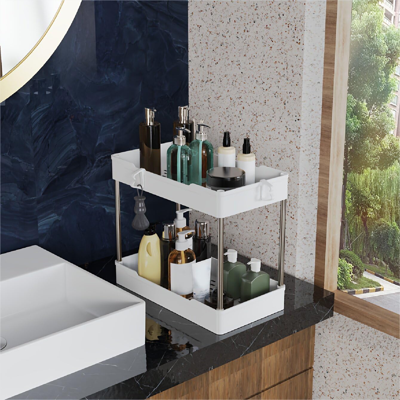 JYSMYWS 3 Pack Under Sink Organizer Bathroom and Storage Cabinet (White)