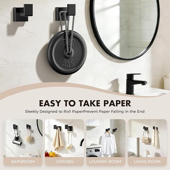 Bathroom Accessories Towel Bar Set: 15 Pieces Matte Black Bathroom Hardware Square SUS304 Stainless Steel - Wall Mounted Towel Rack&Toilet Paper Holder&Towel Ring and Towel Hook