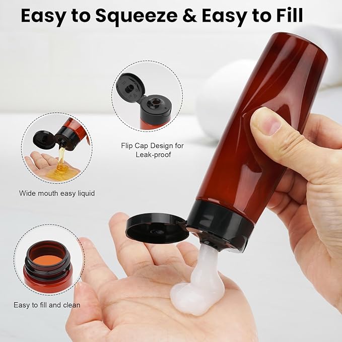 Wowang 9 PCS 3.4oz Travel Bottles for Toiletries TSA Approved Travel Size Containers Leak Proof Plastic Squeeze Bottle Small Cream Jars & Refillable Spray Bottle for Shampoo Conditioner Toner(Brown)