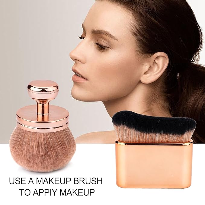 YOUDMEARUD 2pcs Extra Large Body Makeup Brush For Self Tanner, Self Tanner Applicator Foundation, Oval Self Tanning Blend Brush Kabuki Brush, Tan Legs Arms Face Body (Rose Gold)