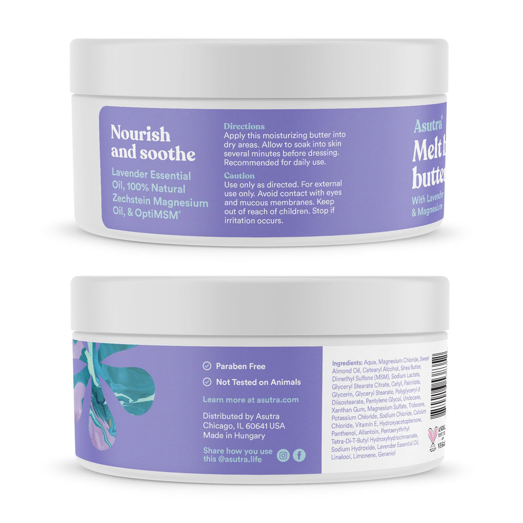 ASUTRA Magnesium Body Butter Bundle, 2 Products - Premium-Quality Magnesium & Melt Body Butter Lotion with Lavender, Shea Butter & Almond Oil Moisturizer