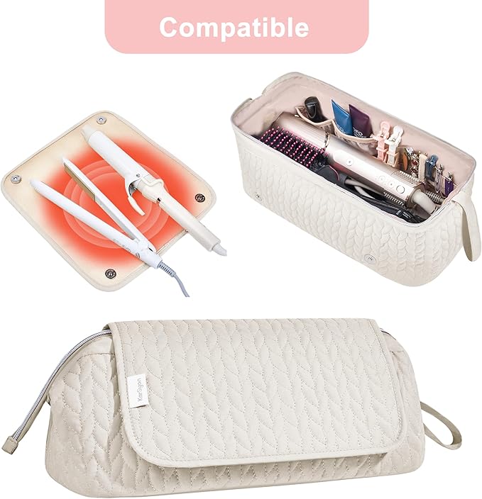 KarSyon Hair Tools Travel Bag with Hot Tool Mat 2 in 1 Organizer Bags