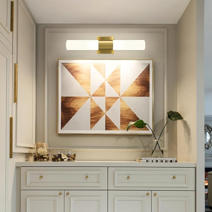 Kalium Modern 21" Bathroom Vanity Wall Sconce, Frosted Glass, Gold