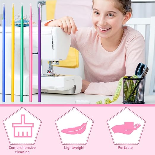 Cindeer 500 Pcs 3 Size Sewing Machine Cleaning Swabs Micro Applicator Brushes Disposable Clean Brushes Micro Swab Pointed Tips Multi Colored Lab Swabs for Cleaning Paint Sewing Machine