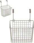 Spectrum Hanging Baskets for Organizing (Large, Satin Nickel) - Grid Over the Cabinet Wire Basket- Kitchen or Bathroom - Door Hanging Storage Organizer for Cleaning Supplies, & Towels (Pack of 6)