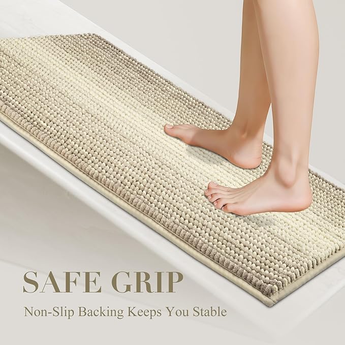 BSICPRO Bathroom Rugs, Bath Mat Non Slip 20 x 32 Inches Water Absorbent Chenille Floor Mats Machine Washable (Sand)