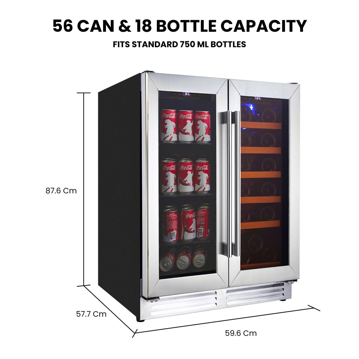 Koolatron 24 Inch Dual Zone Beverage Fridge, Built-In