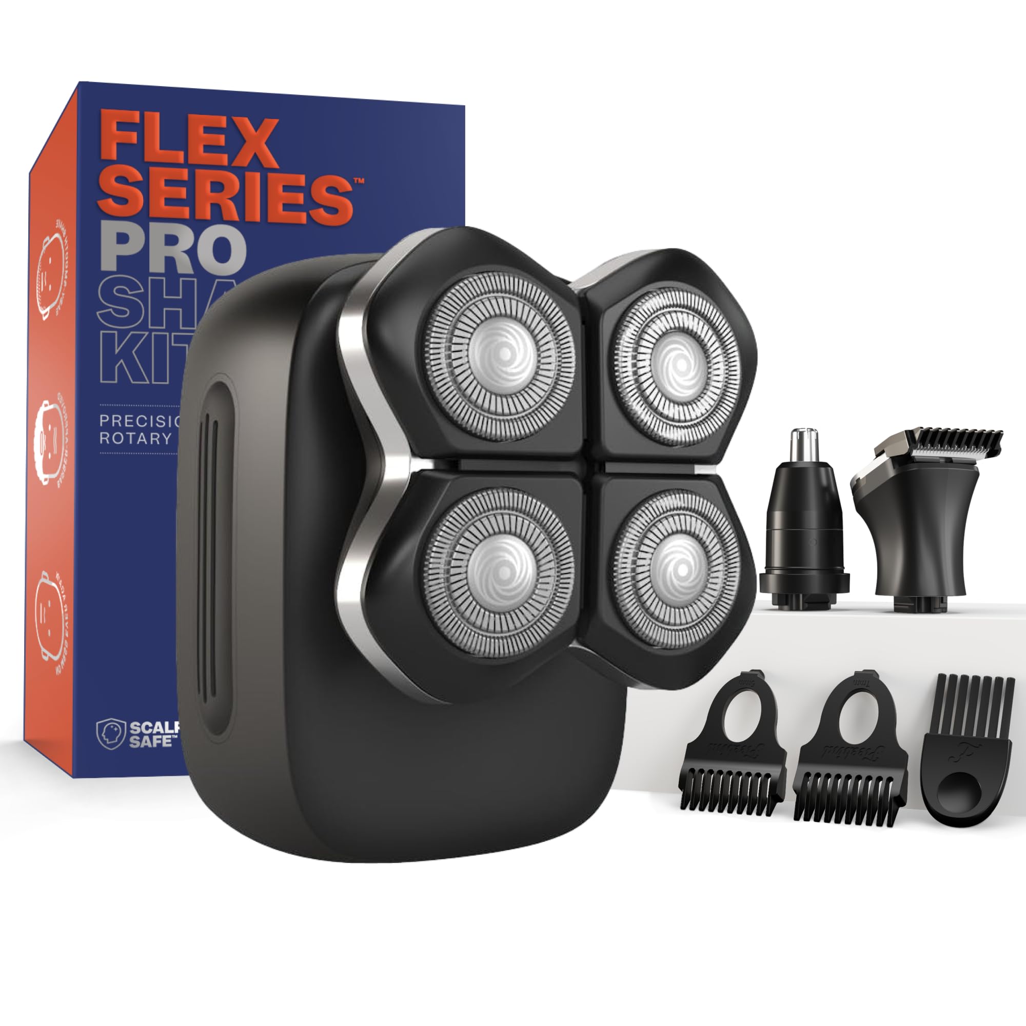 Freebird Electric Head & Body Hair Shaver - Mens Cordless Waterproof Razor with Rotary Blades (FlexSeries Pro, Shaver Kit)