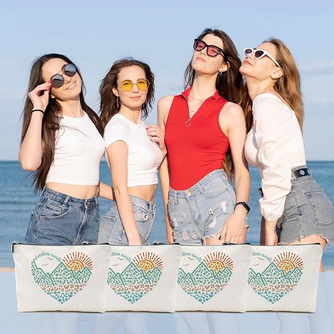 DHKG 4pcs Camping Gifts for Women Makeup Bag, Travel Essential Cosmetic Bag