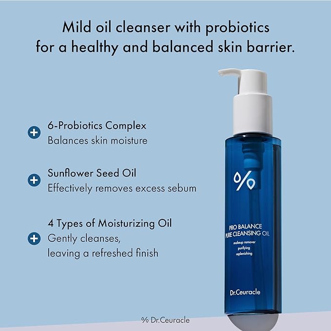 Dr.Ceuracle Pro Balance Pure Cleansing Oil - Makeup Remover Oil Cleanser with Hydrating Finish, Korean Facial Cleanser (155 ml / 5.24 fl. oz.)
