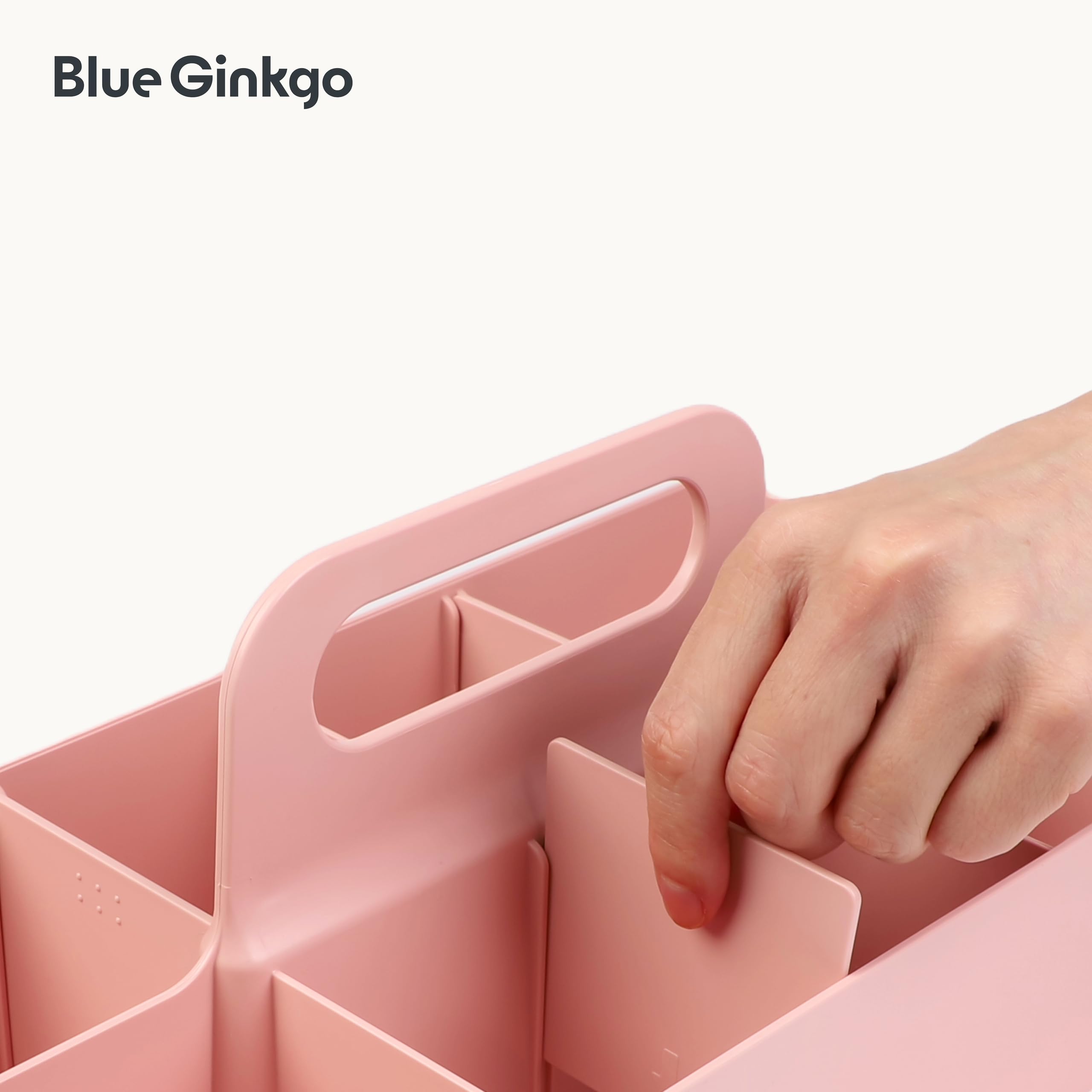 BLUE GINKGO Stackable Organizer Caddy, Long, Pink, Made in Korea