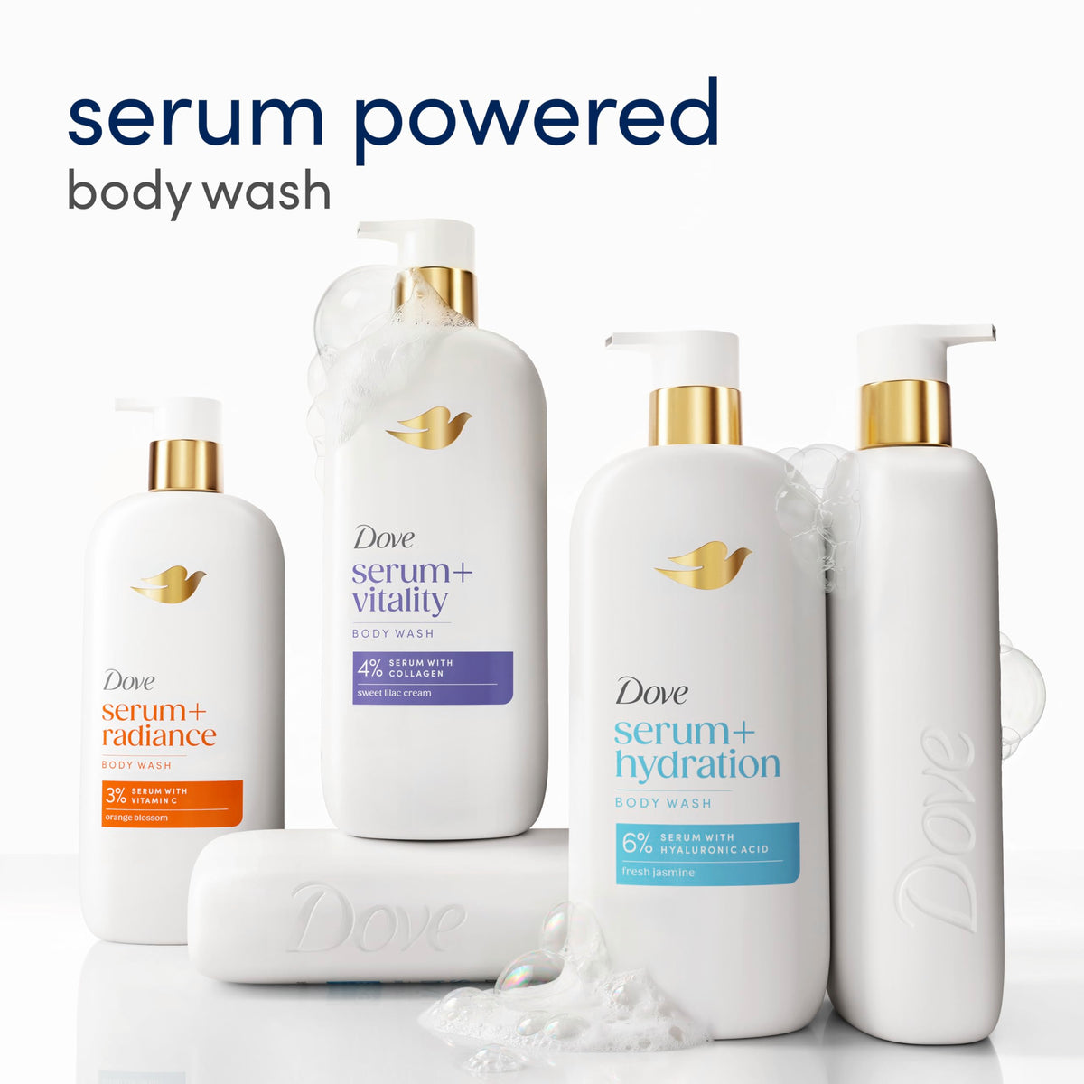 Dove Serum+ Radiance Body Wash, 3% Serum with Vitamin C, 18.5 oz