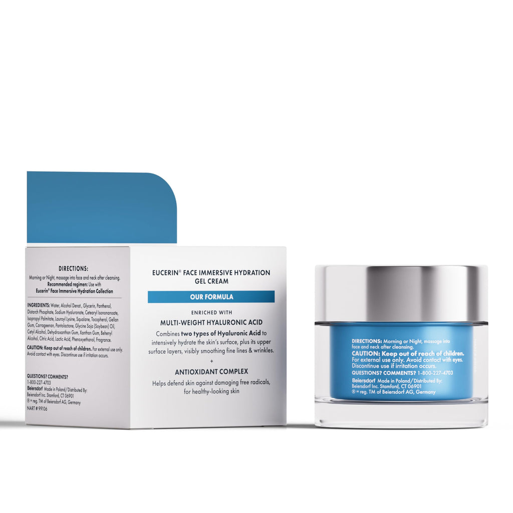 Eucerin Immersive Hydration Replenishing Night Gel Face Cream, 1.7 OZ