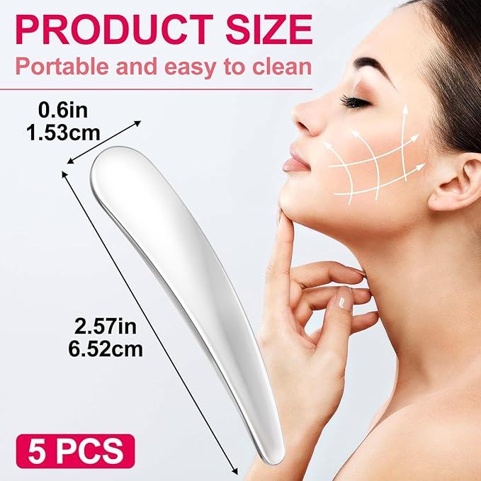 5PCS Mini Makeup Cosmetic Spatula, Reusable Metal Makeup Spatulas Skincare Spoon, Facial Cream Mask Applicator Scoop, Mild Beauty Tools for Mixing, Sampling Face Eye Cream - Silver