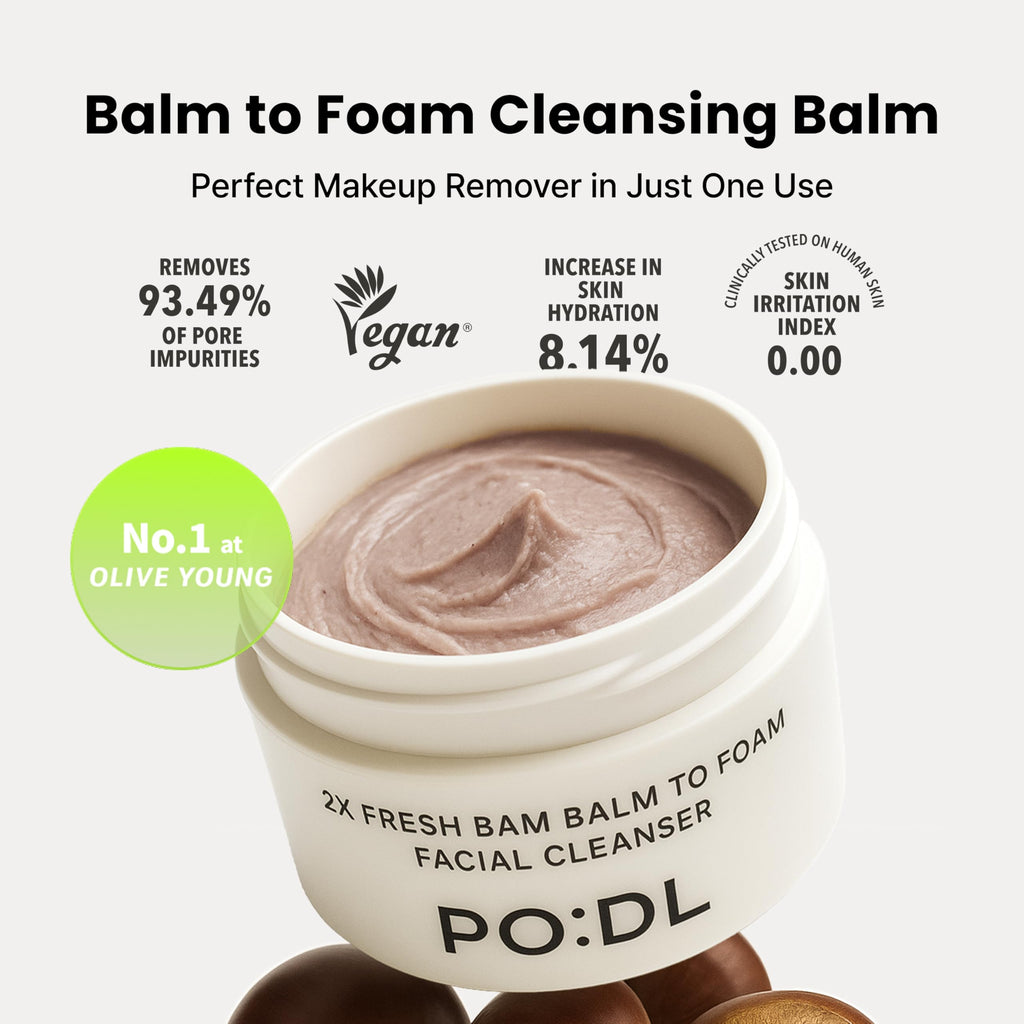 [PODL] Balm to Foam Cleanser for Makeup & Sunscreen Removal | Deep Cleansing Face Wash | Exfoliating Pore Care Sebum Control Moisture Balance | Vegan Zero Irritation | Korean Skincare 4.39 fl oz
