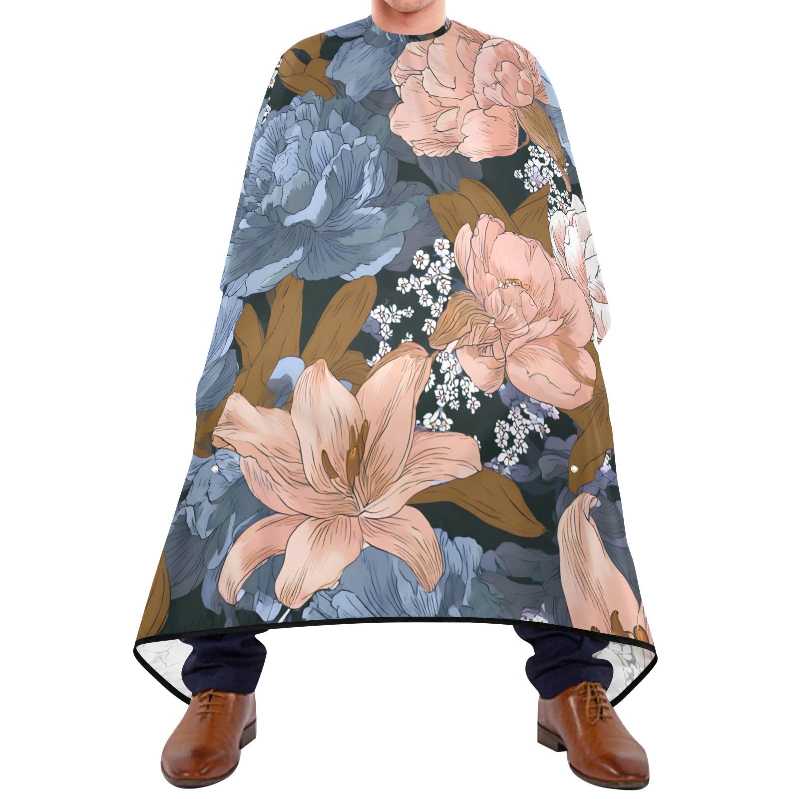 ALAZA Colorful Flowers Barber Cape for Men Women, Waterproof Haircut Apron Beard Shaving Bib Hair Cutting Cloth 55 x 65 Inch