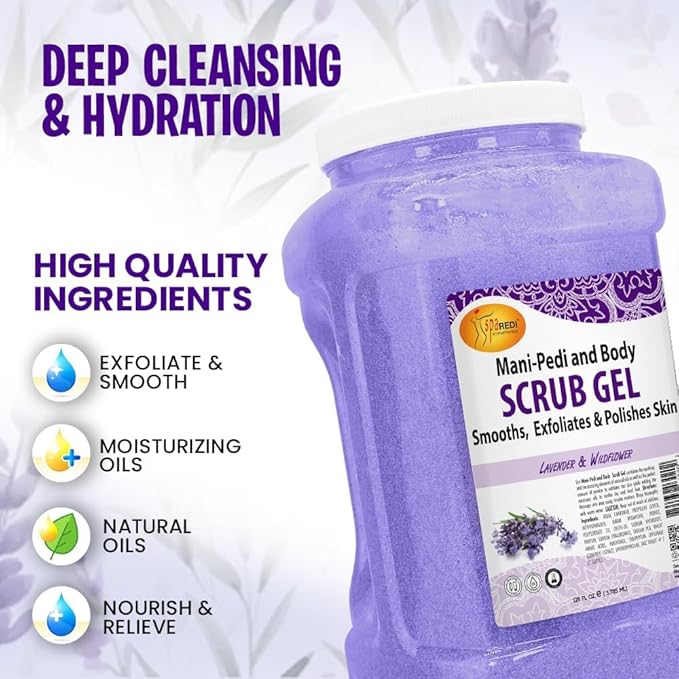 SPA REDI Exfoliating Body & Skincare Treatment Multi-Purpose Professional & At-Home Skin Refinement, Exfoliate Hydrate Transform for Holistic Transformation, Lavender & Wildflower 128 Oz Pkg May Vary