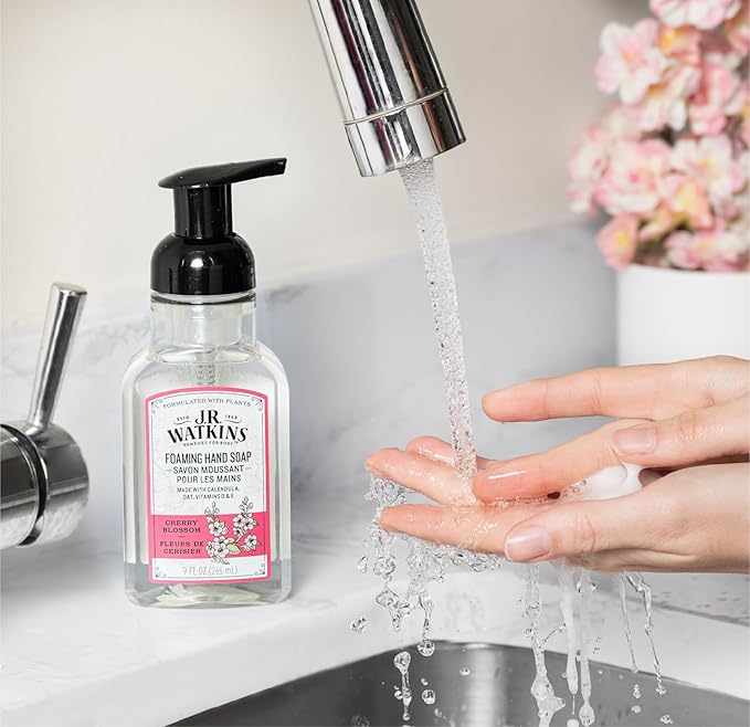 J.R. Watkins Foaming Hand Soap Pump with Dispenser, Moisturizing All Natural Hand Soap Foam, Alcohol-Free, Cruelty-Free, USA Made, Use as Kitchen or Bathroom Soap, Cherry Blossom, 9 fl oz, 15 Pack