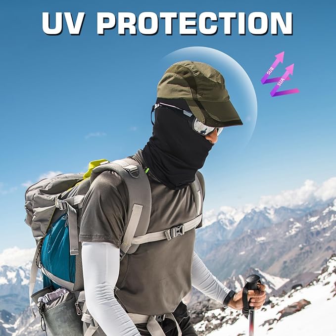 Xeoxarel 6 Piece Ski Balaclava, UV Protector Face Mask for Men/Women, Black