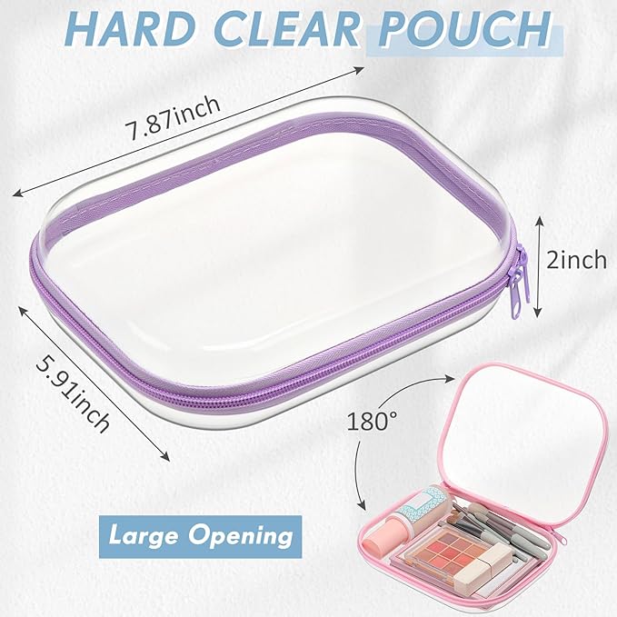 Sanwuta 10 Pcs Hard Zipper Case Clear Hard Pouches Plastic Zipper Pencil Portable Box Toy Storage Bins Plastic Container for Travel Toiletry Office Cosmetic Block Puzzle Organizer (S/m,Macaron Color)
