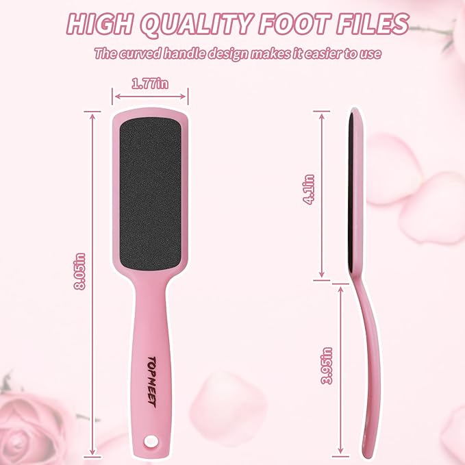 Topmeet Foot File for Dead Skin - Dual Sided Foot Rasp Callus Removers, Professional Pedicure Tool for Soft, Smooth Feet (Pink)