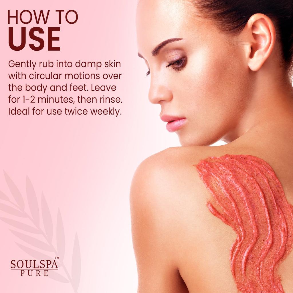 SOULSPA PURE Rose & Almond Body & Foot Scrub - Rejuvenating & Hydrating Exfoliating Body Scrub for Luxurious Skin Care, 10 oz