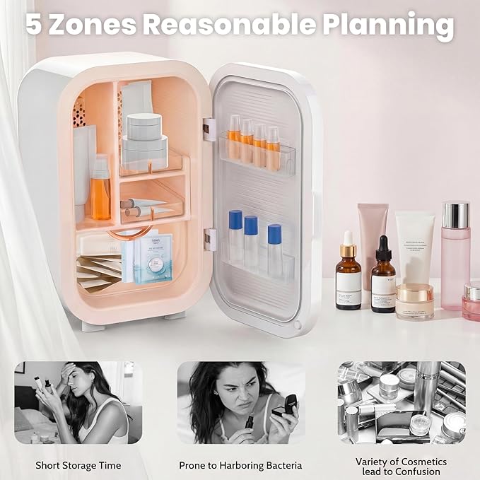 Kikihuose 22L Mini Skincare Fridge, Beauty Fridge for Cosmetic Storage, 44°F Intelligent Temperature Control, Personal Small Makeup Refrigerator for Bedroom, Dorm