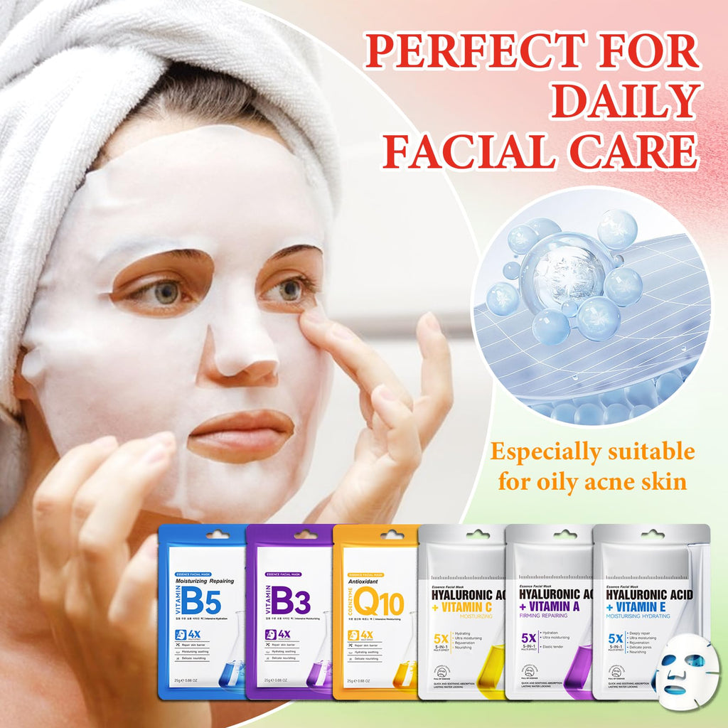 LingHaoLH 12 Pack Variety Facial Sheet Masks Skin Care Set, Hydrating Bulk Sheet Face Masks Skincare Gifts Set for Women Men, Long Lasting Moisturizing Face Mask Skincare for All Skin Type（08