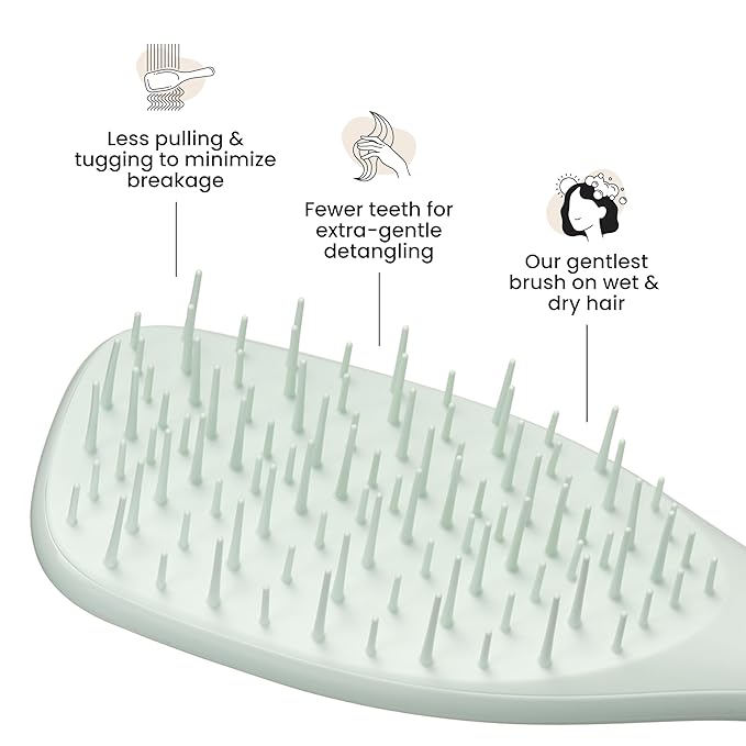 Tangle Teezer Extra Gentle Detangler Brush, Fragile Hair, Eucalyptus Green