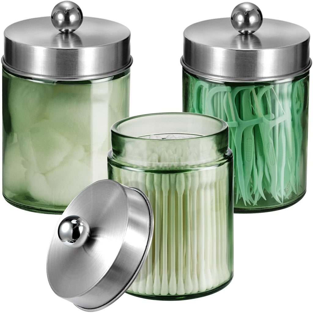 3 Pack Apothecary Jar Canisters Bathroom Vanity Organizer