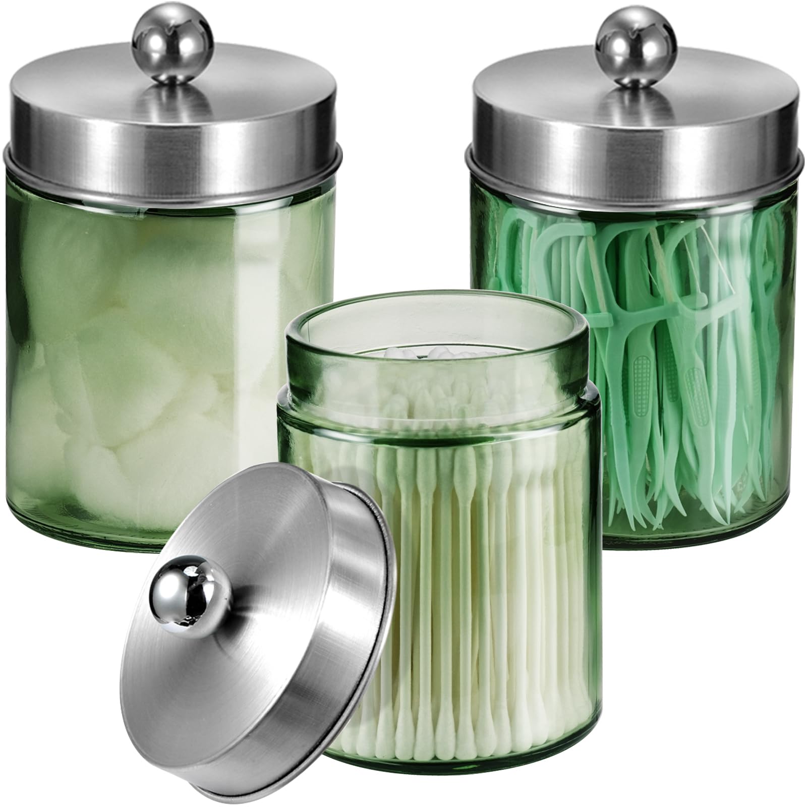 3 Pack Apothecary Jar Canisters Bathroom Vanity Organizer