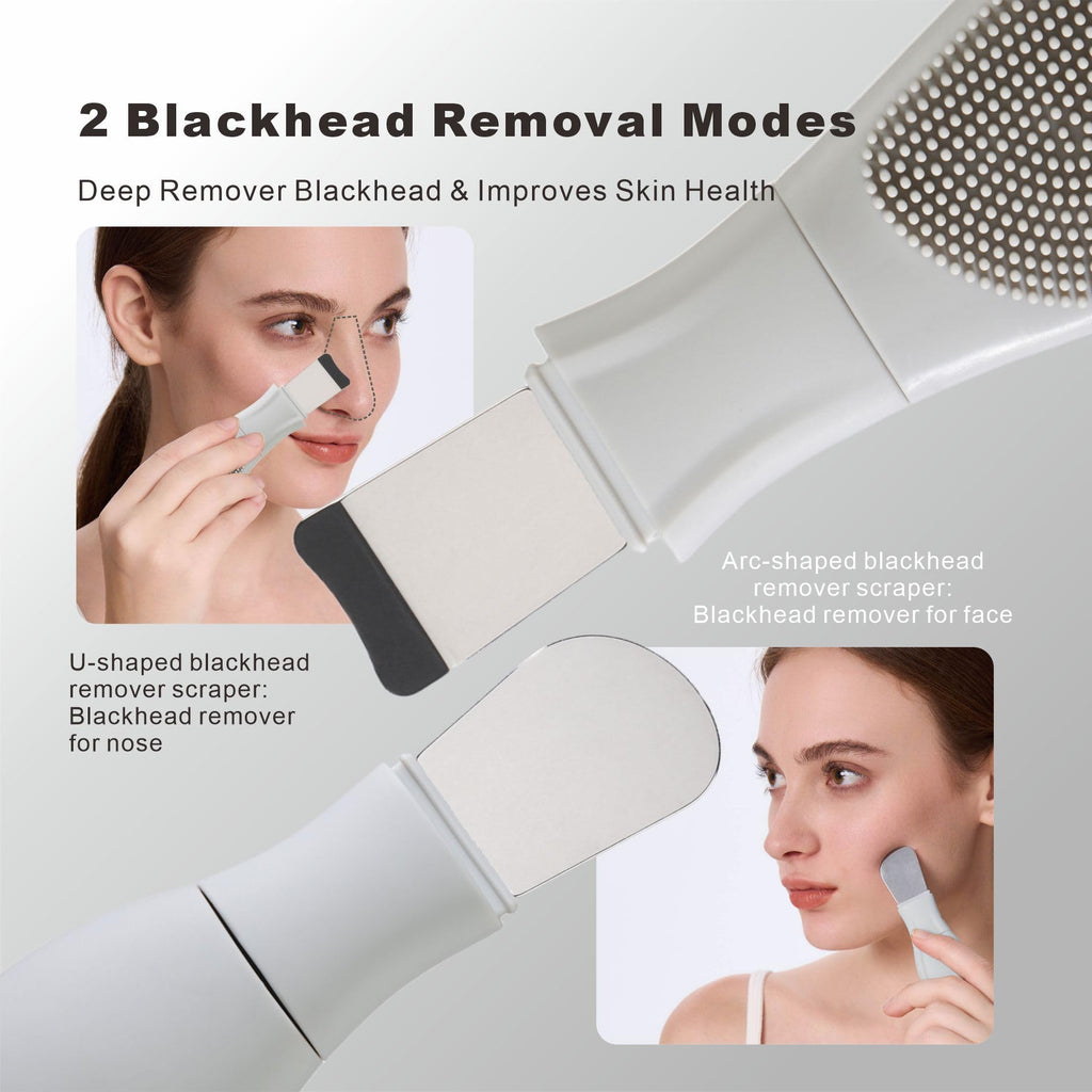 YUSAGO Multifunctional Face Washing Brushes,2 in 1 Pore Cleaning Brush & Blackhead Scraper,Pimple Extractor for Women Men,Face Scraper Skin Spatula,Pore Scrubber for Deep Cleansing.(Gray)