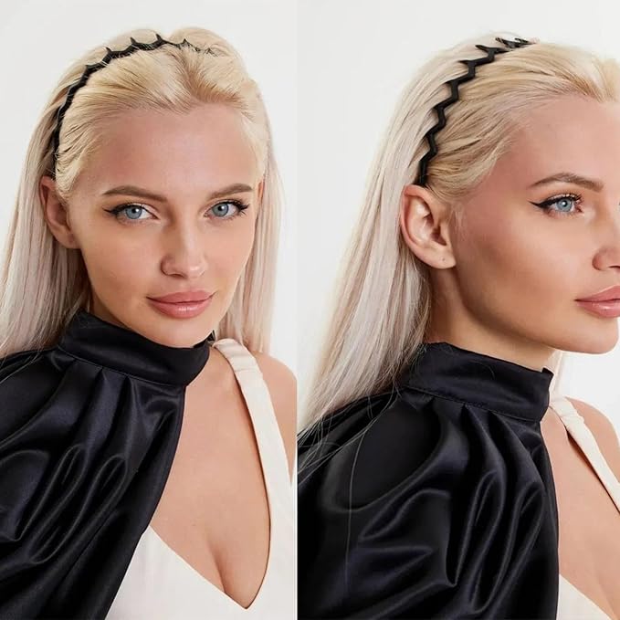 Supgoodom 6 PCS Zig Zag Headbands Plastic Wavy Hair Head Band Comb with Teeth Hoop Accessories for Women Men Girls, Matte Morandi