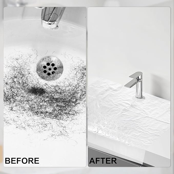 Beard Hair Catcher for Sink Beard Bib Disposable Beard Catcher for Shaving Sink Cover for Shaving & Trimming Clear Stop Worrying About Cleaning (Clear 50 PCS)