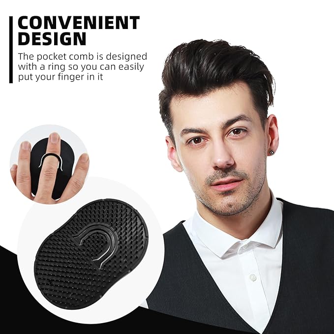 Soft 'N Style 2 Packs Pocket Palm Combs, Shampoo Comb, Massager Hair Brush Comb, Scalp Massager Brush Comb, Wave brush, Palm hair brush (Black)