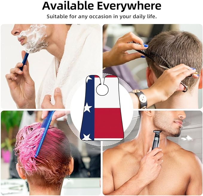 NOUZU Flag Of Texas Print Beard Bib Apron For Men, Beard Hair Catcher For Men Shaving Trimming,Beard Cape Cloth