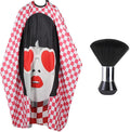 Professional Hair Cutting Cape with Neck Duster Brush, Waterproof Salon Barber Cape with Snaps, Barber Accessories (Fashionable Woman)