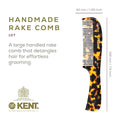 Kent 10T TY Large Handmade Wide-Tooth Detangling Rake Comb - Smooth and Comfortable for Curly, Wet or Dry, Thick Hair