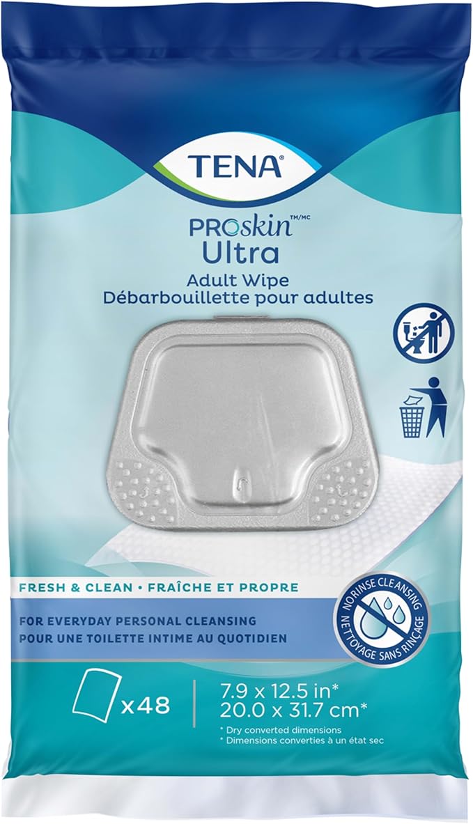 TENA Proskin Adult Wipes for Incontinence, Unisex, 48 ct