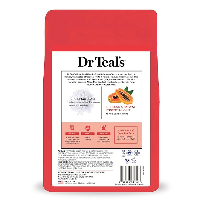 Dr Teal's Epsom Salt Magnesium Soak, Limited Edition Hawaiian Bliss, 3 lbs