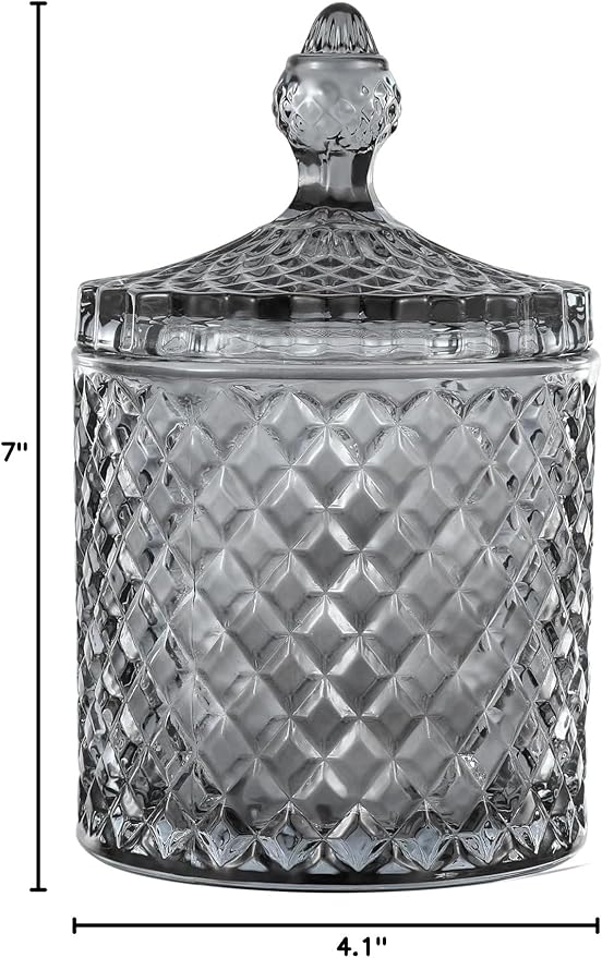 rejomiik Qtip Holder Apothecary Jars with Lid, Thick Glass, Gray