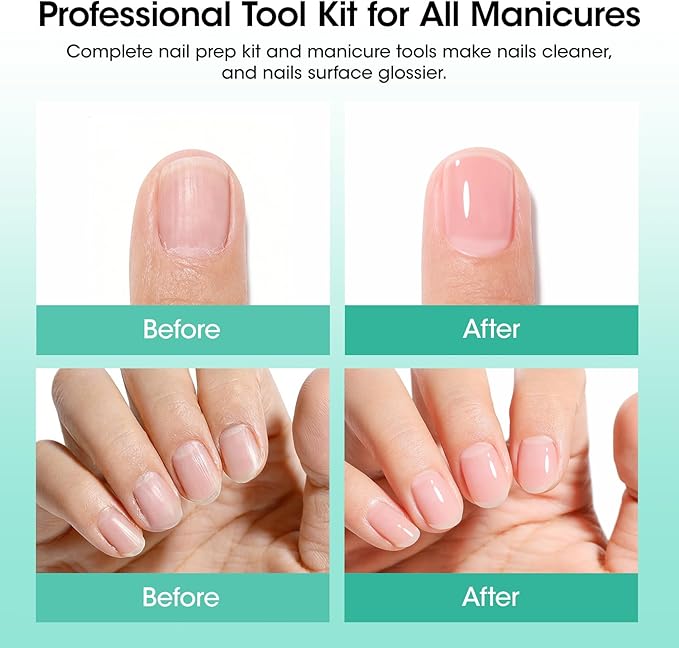 GELLEN Nail Cleanser Pads 50PCS with 10PCS Manicure Tools Kit: Ceramic Cuticle Pusher Pen, Remover and Cuticle Oil Nail Prep Care Kit, Nail File 100/180, Polishing Buffer, Nail Clipper & Brush