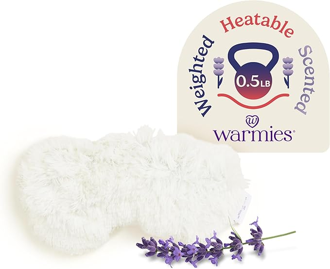warmies Microwavable Eye Mask - Soothing Warmth & Cooling Relief Sleep Mask - Weighted Eye Pillow for Comfort with Scented Lavender for Sleeping - Calming Relaxation - Cream