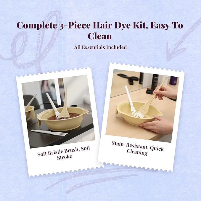 Generic Hair Dye Coloring Set Color Mixing Tool Professional Hair Coloring Bowl Soft Bristle Brush, Yellow