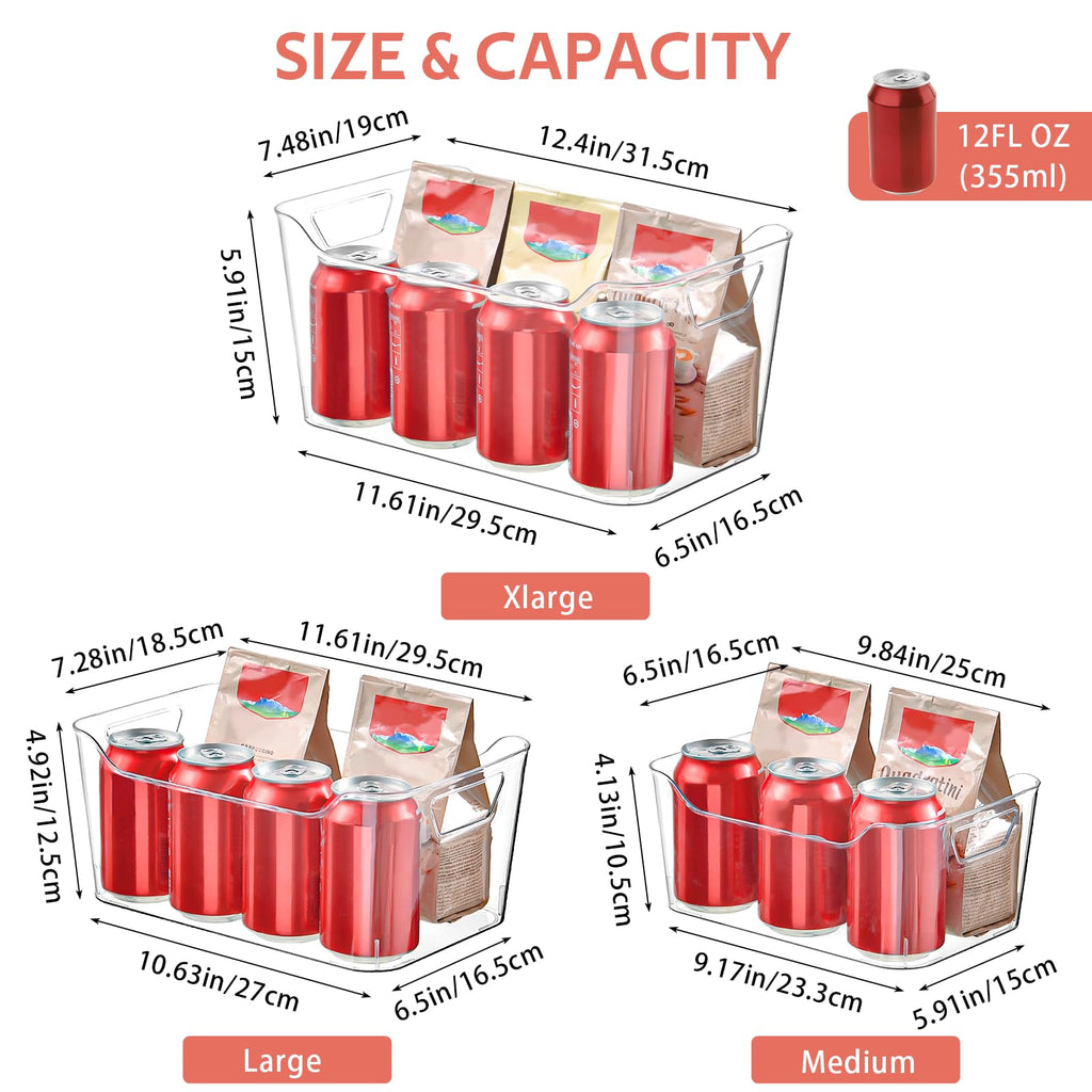 AntStep Clear Plastic Storage Bins - 12 Pack Pantry Organizers and Storage, Clear Pantry Organizer Bins, X-Large Plastic Containers with Handle for Kitchen, Cabinet, Bathroom, Classroom Organization