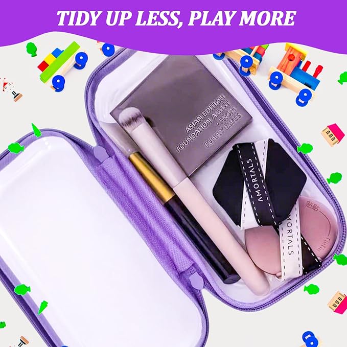 YOQIVEXU 3 Pcs Clear Hard Zipper Case, Hard Shell Plastic Clear Organizer Bag, Transparent Makeup Pouches, Portable Box for Travel Toiletries Storage Bins (Purple)