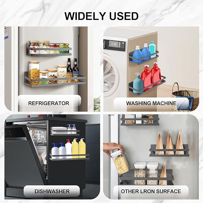 Uten Magnetic Spice Rack for Refrigerator 2 Pack, Strong Fridge Organizer